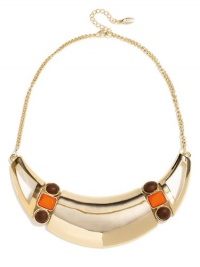 GUESS Gold-Tone Plate Necklace with Wooden Acc, GOLD