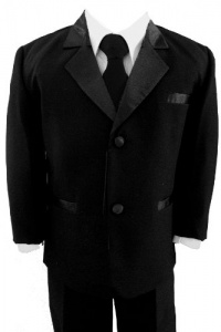 Boys Usher with Tie Tuxedo Suit Tux Set Black From Baby to Teen