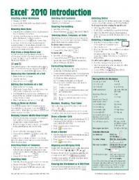 Microsoft Excel 2010 Introduction Quick Reference Guide (Cheat Sheet of Instructions, Tips & Shortcuts - Laminated Card)