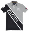 Tommy Hilfiger Men Custom Fit Diagonal Logo Polo T-shirt (S, Grey/black/white)