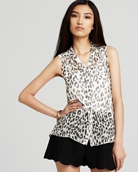 Exude spot-on style in this Aqua leopard-print blouse, perfect with skinny jeans for evenings out on town with the girls.