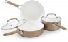 WearEver C944S564 Pure Living Nonstick Scratch Resistant Ceramic Coating PTFE-Free and PFOA-Free Dishwasher Safe 5-Piece Cookware Set, Champagne Gold