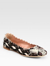 EXCLUSIVELY AT SAKS.COM. A feminine scalloped edge finishes this silhouette of snake-print pony hair. Pony hair upperLeather lining and solePadded insolePattern variesMade in ItalyOUR FIT MODEL RECOMMENDS ordering one half size up as this style runs small. 