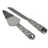 Jamie Lynn Elegant Metal and Frosted Glass Vine Cake Knife and Server Set