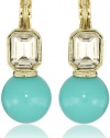 Anne Klein Sorbet Gold-Tone Turquoise Crystal Drop Earrings