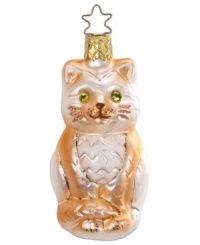 It's pet-tacular! Adorn your Christmas tree with this adorable Green Eyes Only ornament from Inge-Glas. Mouth-blown and handcrafted, this keepsake is sure to be the topic of discussion at your holiday party.