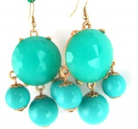 Color Bubble BIB Statement Beads Drop Earrings - Turquoise