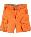 Levi's Grid Belted Cargo Shorts (Sizes 4 - 7X) - orange, 7