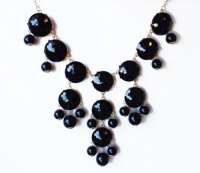 Color Bubble BIB Statement Fashion Necklace - Black