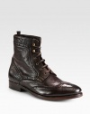 Traditional brogue detailing elevates the casual nature of this lace-up boot, crafted from rich Italian leather, with gold hardware and a sturdy leather sole for endless support.Leather upperLeather liningPadded insoleLeather soleMade in Italy