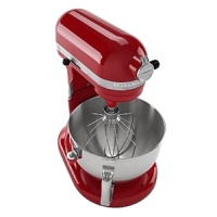 Designed for the home baker with a professional mindset, this versatile stand mixer contains everything you need to mix dough faster and better. Components include wire whip, burnished flat beater, pouring shield and PowerKnead™ spiral dough hook, which replicates hand-kneading to handle 20% more dough than previous models. One-year limited warranty. Qualifies for Rebate