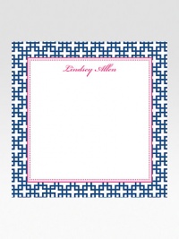 Fun and fabulous notepads are monogrammed for a personal touch. Perfect gift for the home or office 1 150-sheet pad 5 X 5 Made in USAFOR PERSONALIZATION Select a quantity, then scroll down and click on PERSONALIZE & ADD TO BAG to choose and preview your personalization options. Please allow 2 weeks for delivery.