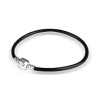 Bling Jewelry Black Leather Sterling Silver Barrel Clasp Screw Tip Bracelet Pandora Bead Charm Compatible 8in