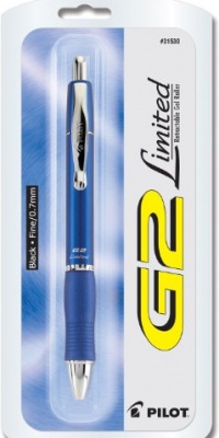 Pilot G2 Limited Retractable Gel Ink Rolling Ball Pen, Fine Point, Blue Barrel, Black Ink (31530)