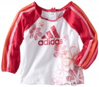 adidas Baby-Girls Infant Raglan Tee, White/Pink, 18 Months