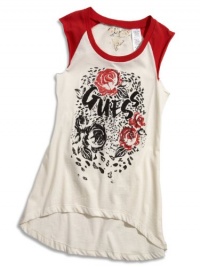 GUESS Kids Girls Big Girl Sleeveless Graphic Tee, CREAM (10/12)