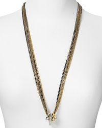 Make edgy glamour your signature with Giles & Brother's multi chain link necklace. A mash-up of metals and tones, this piece hints at downtown chic.