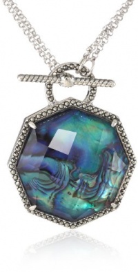 Judith Jack Blue Maldives Sterling Silver, Blue Abalone and Marcasite Convertible Necklace