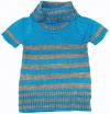 Blue Heart Infant/Toddler Girl Gray/Blue Striped Short Sleeve Sweater/Turtleneck