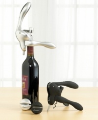 Bid crumbling corks adieu. Award-winning design meets everyday convenience with this fast-as-lightning yet incredibly smooth-pulling corkscrew. This Rabbit by Metrokane corkscrew opens any size wine bottle in just three seconds, and then automatically releases the cork. Features a user-friendly ergonomic design. Also includes a foil cutter. Handsomely packaged in a convenient storage case. Ten-year warranty.