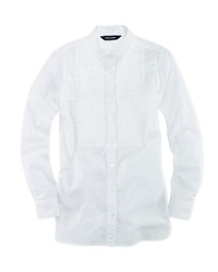 Cool tuxedo styling defines our versatile shirt in crisp cotton broadcloth with a pintucked bib and tailored details.