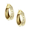 22K Yellow Gold over Sterling Silver Double Hoop Diamond-cut Earrings