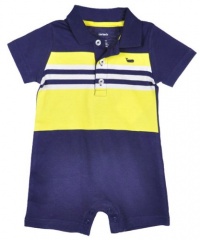 Carter's Whale & Stripe Polo Romper (Sizes NB - 9M)