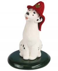 Include Spot and Fido in your celebration with Dalmatian figurines from Byers' Choice. Featuring the iconic black-and-white pup in a fireman's hat.