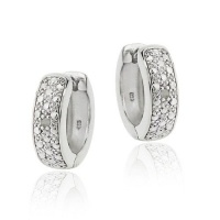 Sterling Silver Diamond Accent Huggies Hoop Earrings