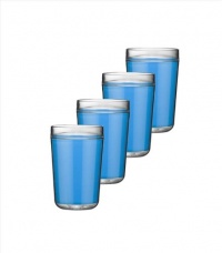 Kraftware Double Wall Insulated 16-Ounce Acrylic Drinkware, Blue, Set of 4