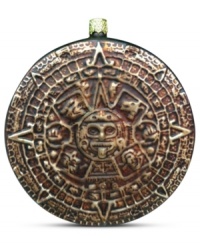 Incorporate another tradition into your holiday with the Aztec calendar ornament by CasaQ. Featuring pure glass with beautiful bronze tones.