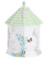 Sweet spot. Embossed with the butterflies and blooms of the beloved Lenox dinnerware pattern, this elaborate Butterfly Meadow cookie jar is shaped like a gazebo and full of whimsical detail.