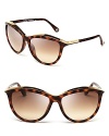 Frame your face with the retro cat eye silhouette of MICHAEL Michael Kors' gold- or silver-trimmed sunnies.