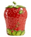 Ripe for the taking, the Strawberry cookie jar from Martha Stewart Collection has all the appeal of summer's juiciest fruit. Remove the stem and fill with your favorite treats.