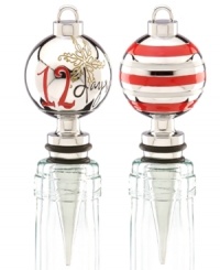 Let the countdown begin. Whimsical Lenox bottle stoppers featuring festive stripes and snowflakes on silvertone metal bring new joy to all 12 days of Christmas. A great stocking stuffer!