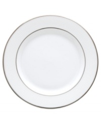 Modern yet timeless, this fine china dinnerware is sure to satisfy the style-hungry host. Simply dressed in cream and white stripes and finished with a polished platinum trim, Opal Innocence Stripe creates an ultra-chic setting to enjoy celebratory meals.