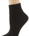 HUE Women's Huetopia Turn Cuff Sock, Black, 9-11