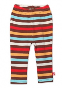 Zutano Baby-Girls Infant 5 Color Stripe Skinny Legging, Chocolate/Orange/Aqua/Red, 6 Months