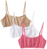 Maidenform Girls 7-16 3 Pack Crop Bra, White/Nude/Pink, Medium