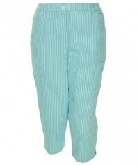 Jones New York Striped Capris Coastal Turquoise/White 14W