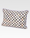 The signature Courtly design is revisited on this fine linen/cotton pillow, designed with checks on one side and coordinating stripes on the other. From the Courtly CollectionZip closureFeather/down insert14 X 2053% linen/35% cotton/12% nylonDry cleanImported