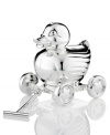 Silver-plated duck coin bank lends a whimsical sensibility to saving pennies for a rainy day. Tarnish-resistant. 4  x 5.