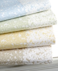 A field of wildflower silhouettes cascade across these Sweet Petals sheet sets from Martha Stewart Collection. Their subtle, pastel color is presented in 300-thread count cotton for a soft, suitable companion to most traditional bedding designs. Fitted sheets are fully elasticized to fit most mattresses.