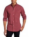 Nautica Men's Long Sleeve Wrinkle Resistant Plaid, Red, Small