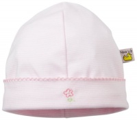 Noa Lily Baby-Girls Newborn Striped Hat with Spring Flowers, Pink/White Stripe, One Size