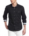 Calvin Klein Jeans Men's Plaid Military Long Sleeve Woven