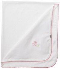 Noa Lily Baby-Girls Newborn Blanket with Embroidered Spring Flowers, White, One Size