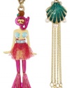 Betsey Johnson Jewels of The Sea Scuba Girl and Sea Shell Mismatch Drop Earrings