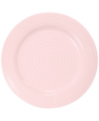 Celebrated chef and writer Sophie Conran introduces dinnerware designed for every step of the meal, from oven to table. A ribbed texture gives this pink Portmeirion dinner plate the charm of traditional hand-thrown pottery.