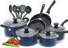 Cook N Home 15 Piece Nonstick Cookware Set Blue Color